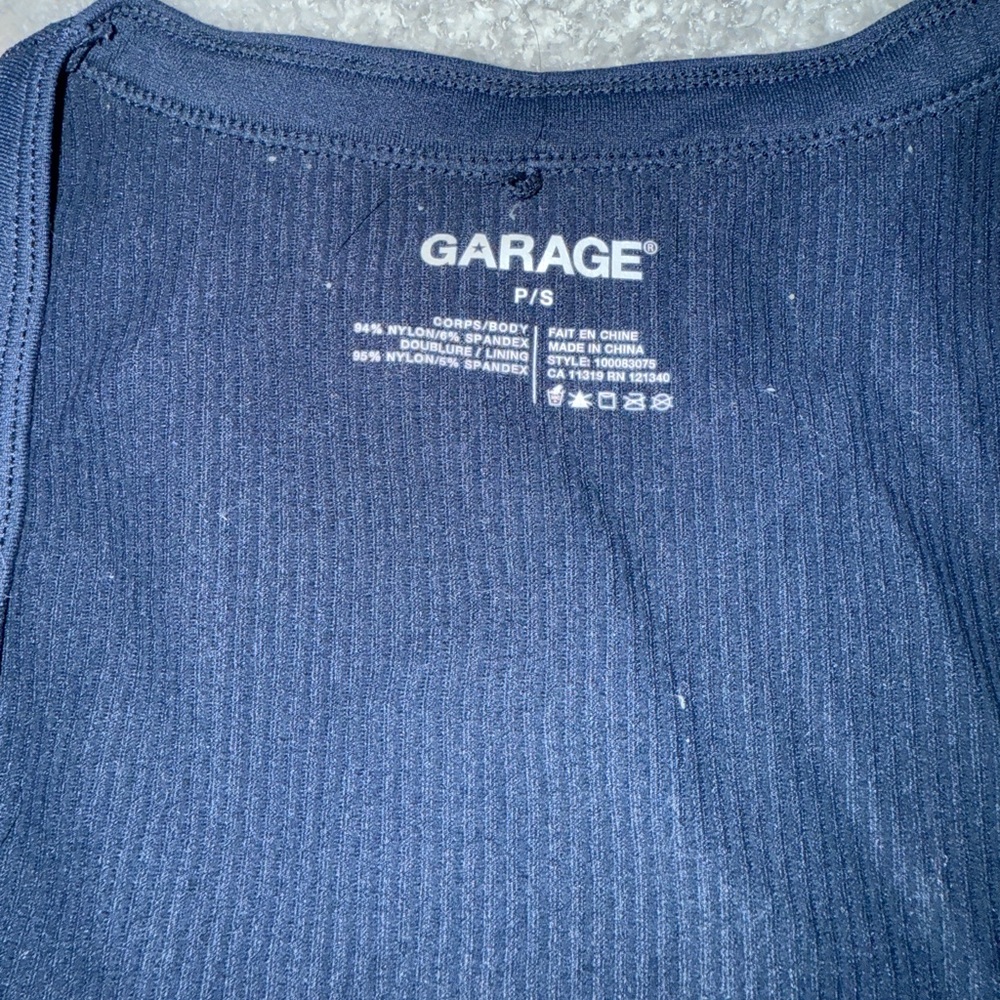 Garage Navy Ribbed Tank Top - Picture 3 of 3
